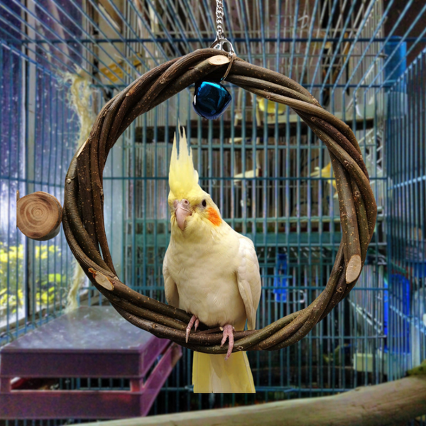 Bird Standing Frame Rattan Ring Chewing Toy Bird Cage