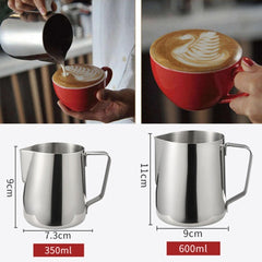 Stainless Steel Milk Jug Frothing Frother Coffee Latte Pitcher 600ml Measure Cup