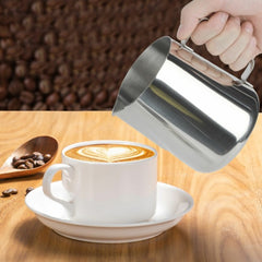 Stainless Steel Milk Jug Frothing Frother Coffee Latte Pitcher 600ml Measure Cup