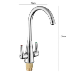 Modern Kitchen Sink Mixer Taps Swivel Spout Twin Lever Tap Mono Faucet Chrome