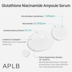 APLB Glutathione Niacinamide Ampoule Serum, 1.35 FL.OZ/Korean Skincare