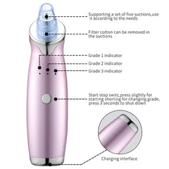 Electric Blackhead Remover Pore Vacuum Suction Diamond Dermabrasion Face Cleaner