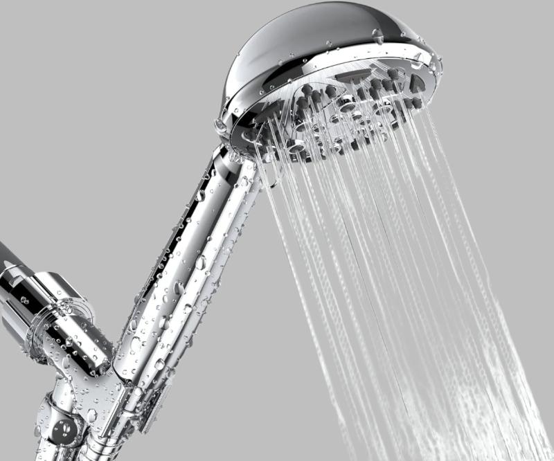 FREZZEL Handheld Shower Head with 6 Spray Functions 72 Inch Extra Long Stainless Steel Hose