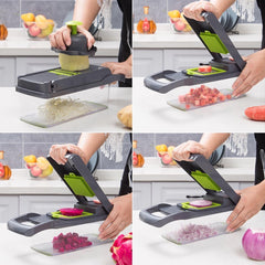 12 In 1 Manual Vegetable Chopper Kitchen Gadgets Food Chopper Onion Cutter Vegetable Slicer Chopper Rust-Proof Stainless Steel Vegetable Shredder