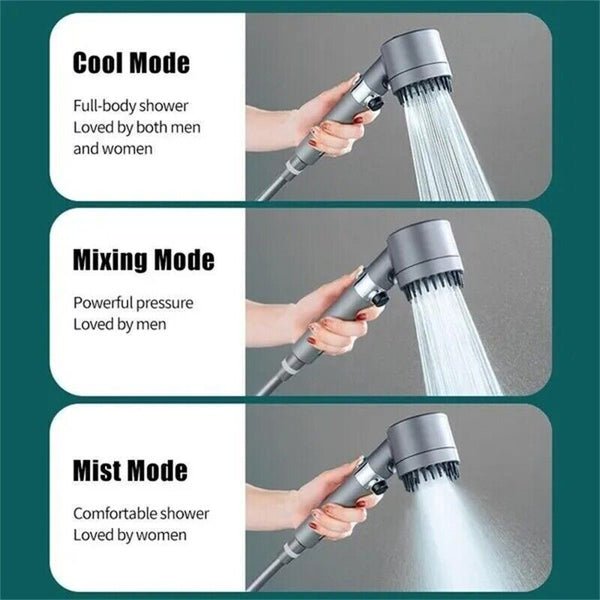 3 Modes Shower Head With Filter High Pressure Water Saving Massage Body Scalp