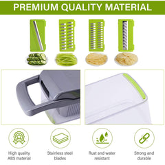 12 In 1 Manual Vegetable Chopper Kitchen Gadgets Food Chopper Onion Cutter Vegetable Slicer Chopper Rust-Proof Stainless Steel Vegetable Shredder