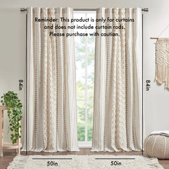 Cotton Printed Curtain Panel with Chenille Stripe and Lining(Only 1 Pc Panel)