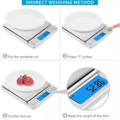 Small Digital Food Scale Ounce OZ And Gram Scale Includes 2 Trays And Batteries, 9 Units