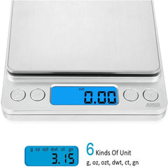 Small Digital Food Scale Ounce OZ And Gram Scale Includes 2 Trays And Batteries, 9 Units