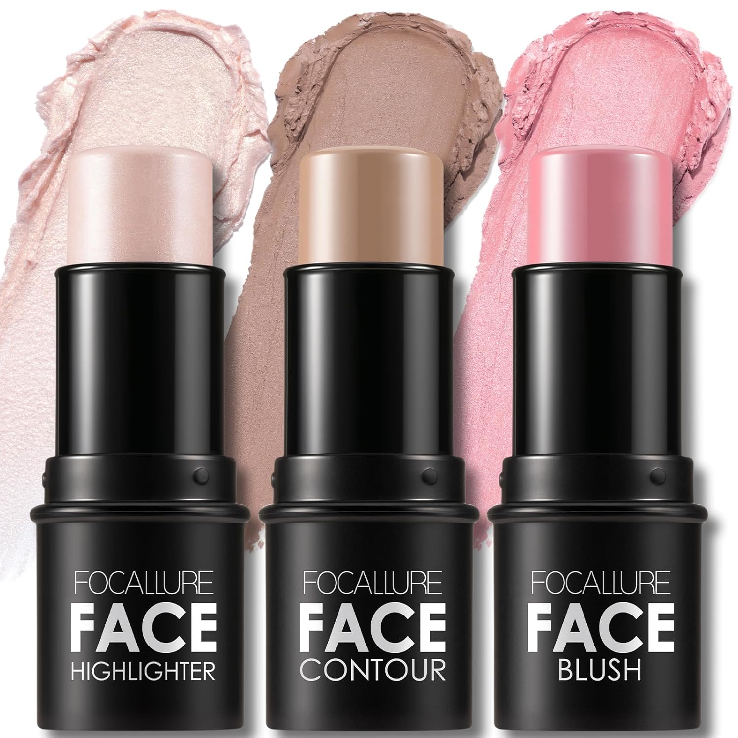 FOCALLURE 3 Pcs Cream Contour Sticks,Shades with Highlighter & Bronzer & Blush,Non-greasy Long-wear Face Contouring Pen,FAIR focallure 3 pcs cream contour sticks,shades with highlighter & bronzer & blush,non greasy long wear face contouring pen,easy to sculpt the face and create a lightweight finishing makeup,fair