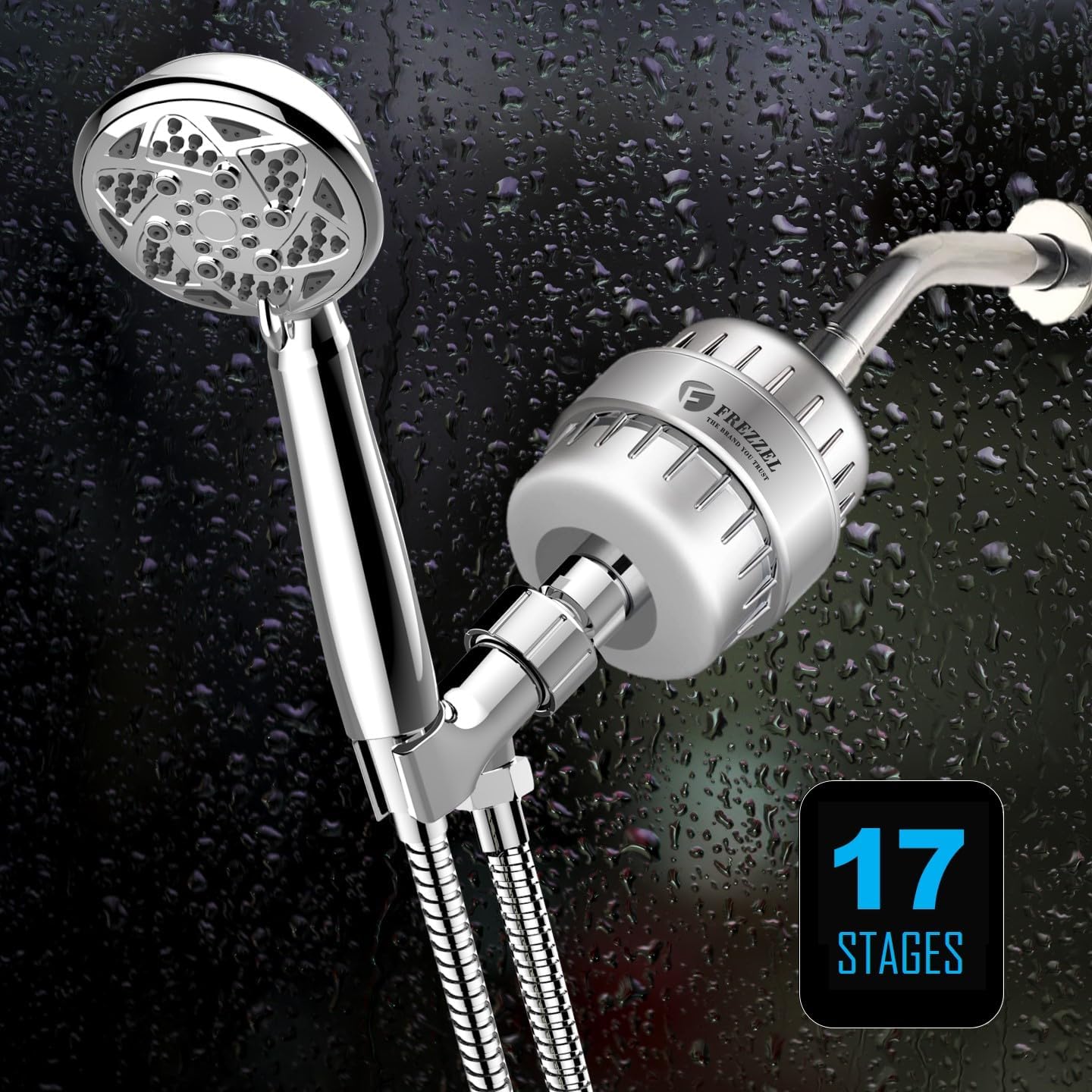 FREZZEL Pack of 4 Ultimate Shower Filter Replacement Cartridges, Universal 17 Stage Shower Head Filter Refill pack of 2 shower filter replacement cartridges, universal 17 stage shower head filter refill