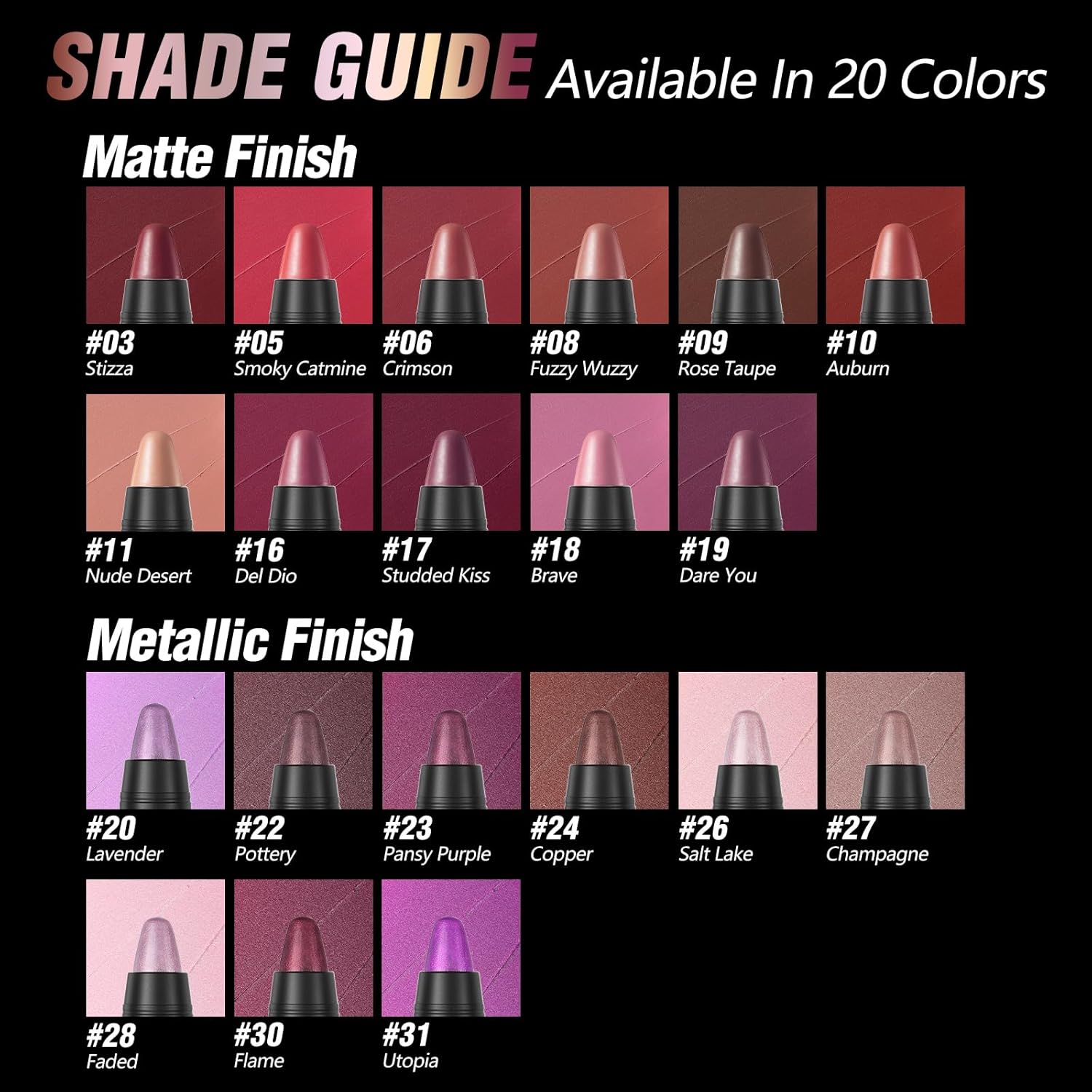 FOCALLURE Ultra Chic Metallic Lipstick,Rich Vitamin E Lip Crayon,Shinning Color without Drying, Long Lasting Lips Makeup,#26 Salt Lake focallure ultra chic metallic lipstick,rich vitamin e lip crayon,lightweight shinning color without drying or fading,long lasting lips makeup,#26 salt lake